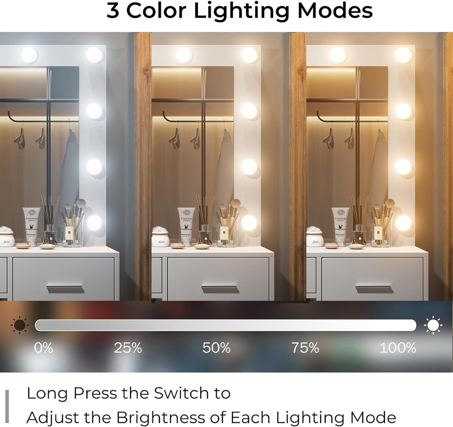 5-Drawer LED Mirror Vanity Desk - Vektaya