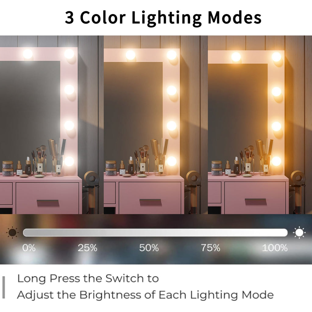 5-Drawer LED Mirror Vanity Desk - Vektaya